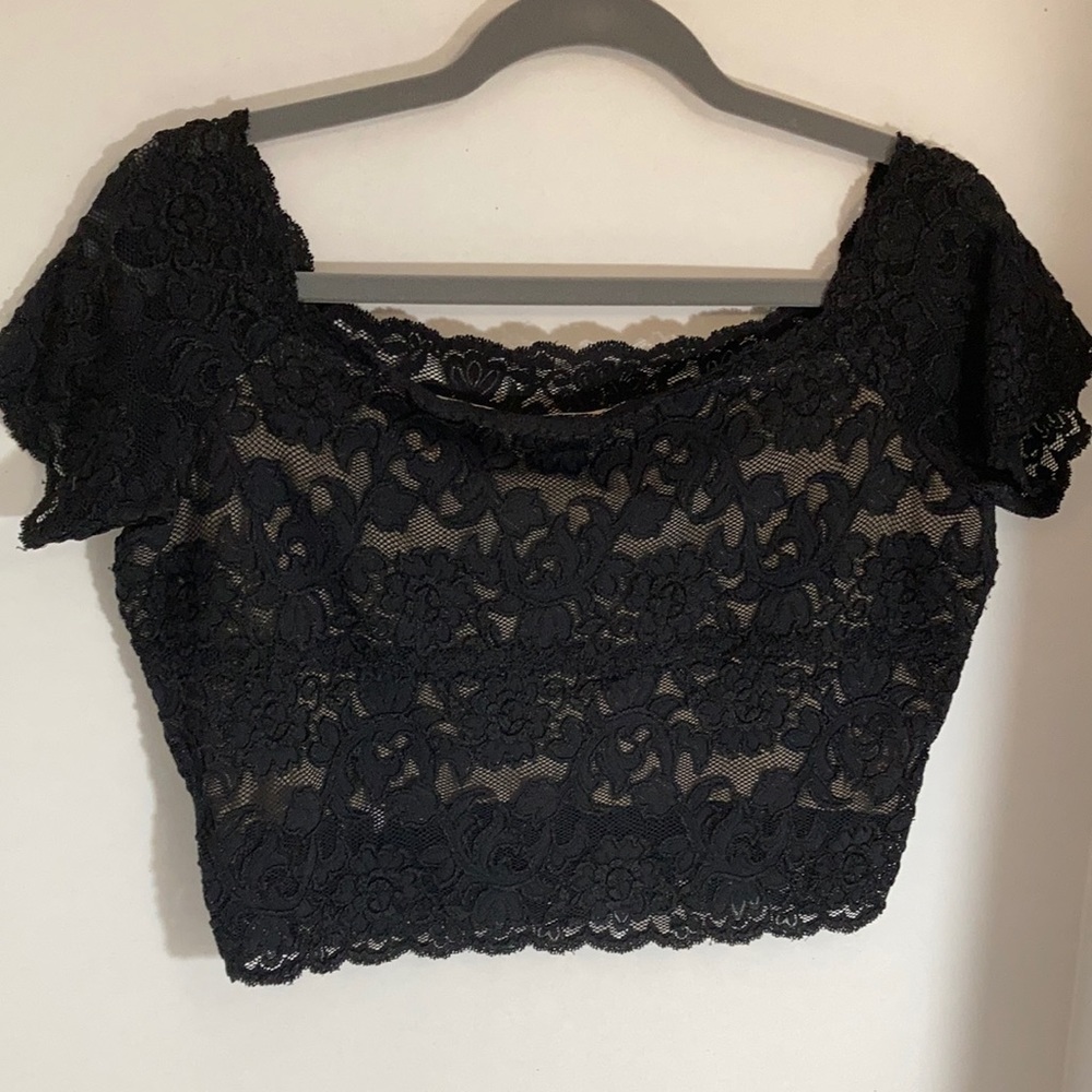 Black Lace Crop Top